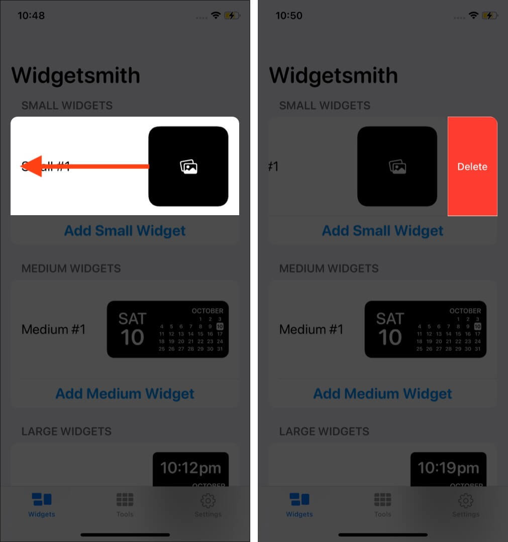 Delete Widgets in WidgetSmith App on iPhone