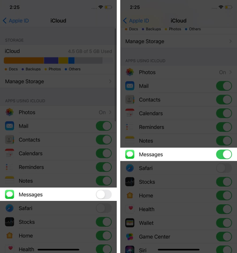 Enable Messages in iCloud on iPhone