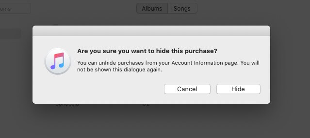 Hide Purchased Music on Mac