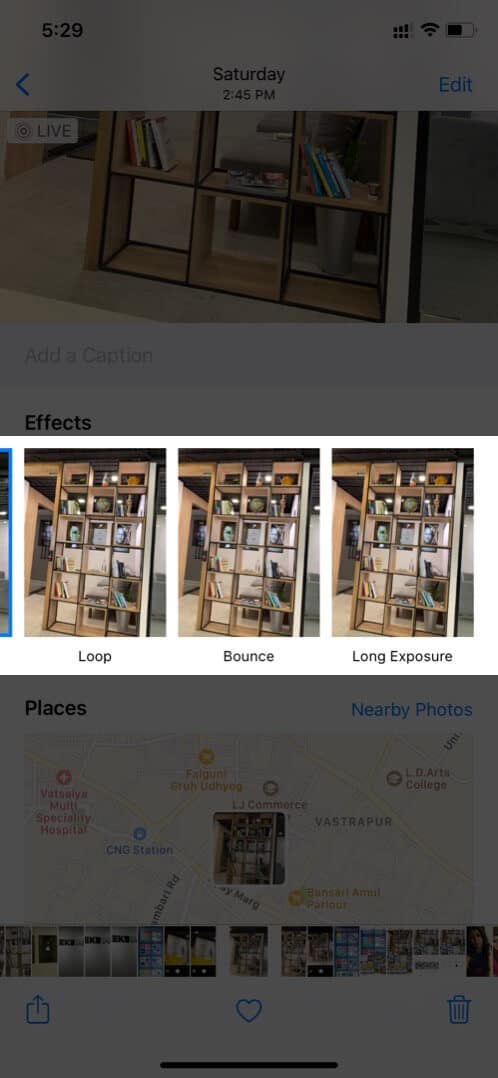 Select Effect to Convert Live Photo on iPhone