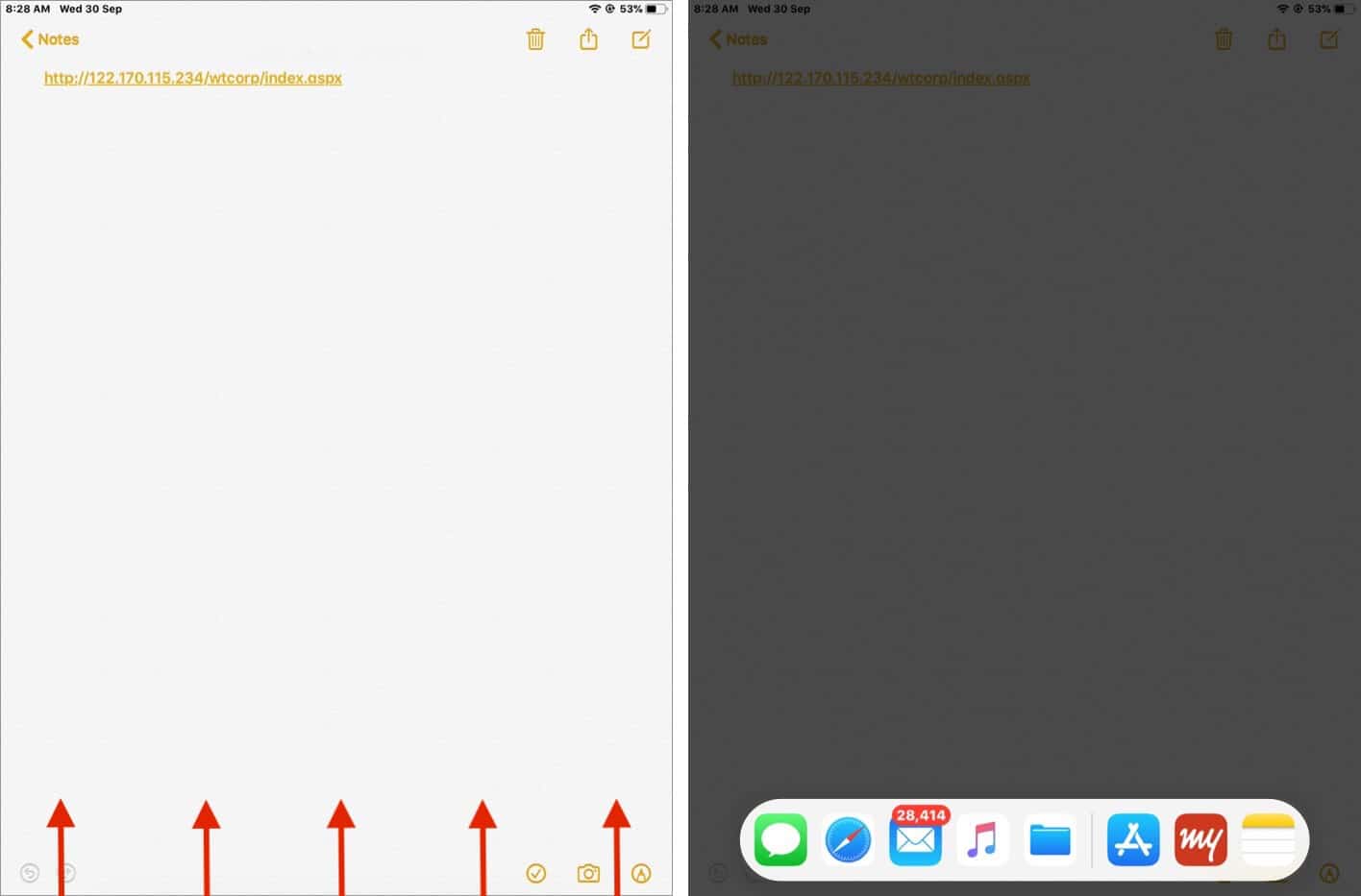 Swipe Up in App Screen to Access Dock on iPad