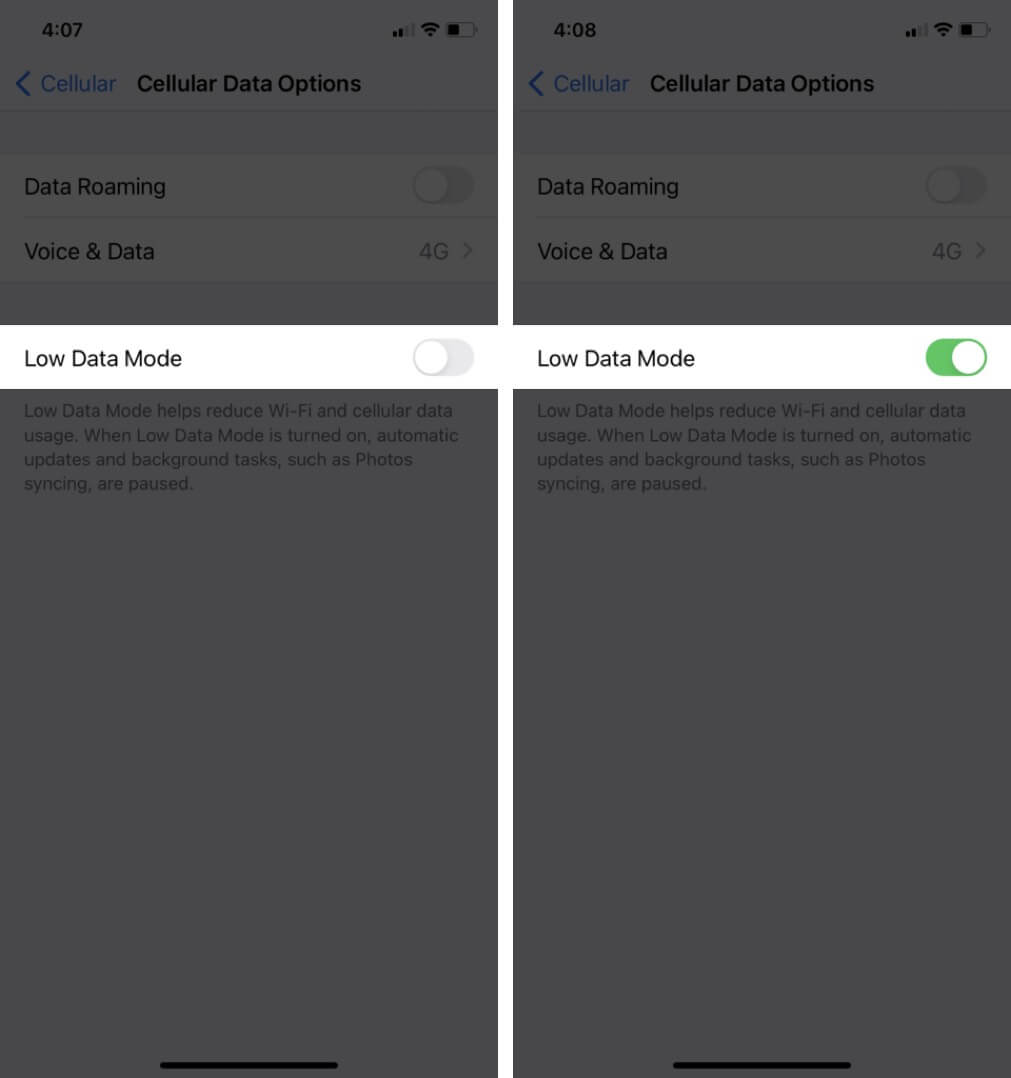 Turn On Low Data Mode for Cellular Data on iPhone