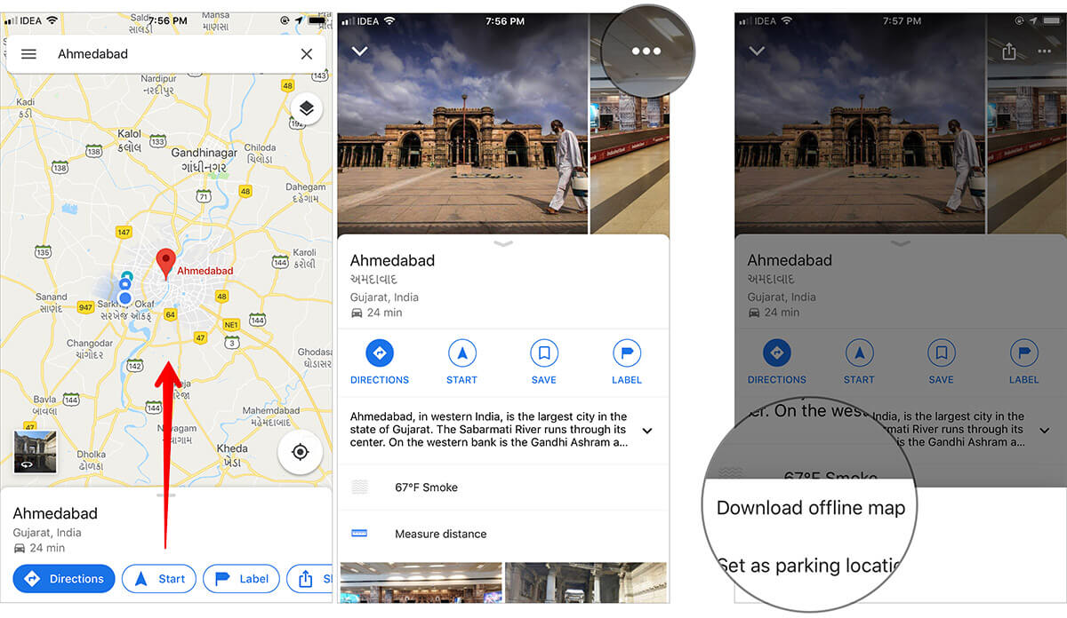 Download offline map in Google Maps App