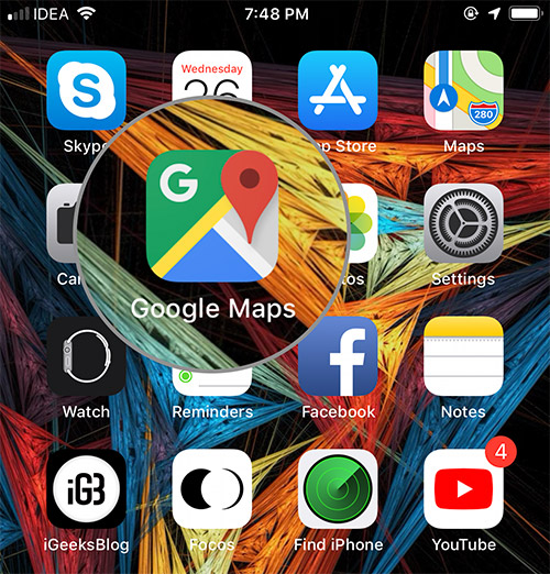 Open Google Maps App on Smartphone