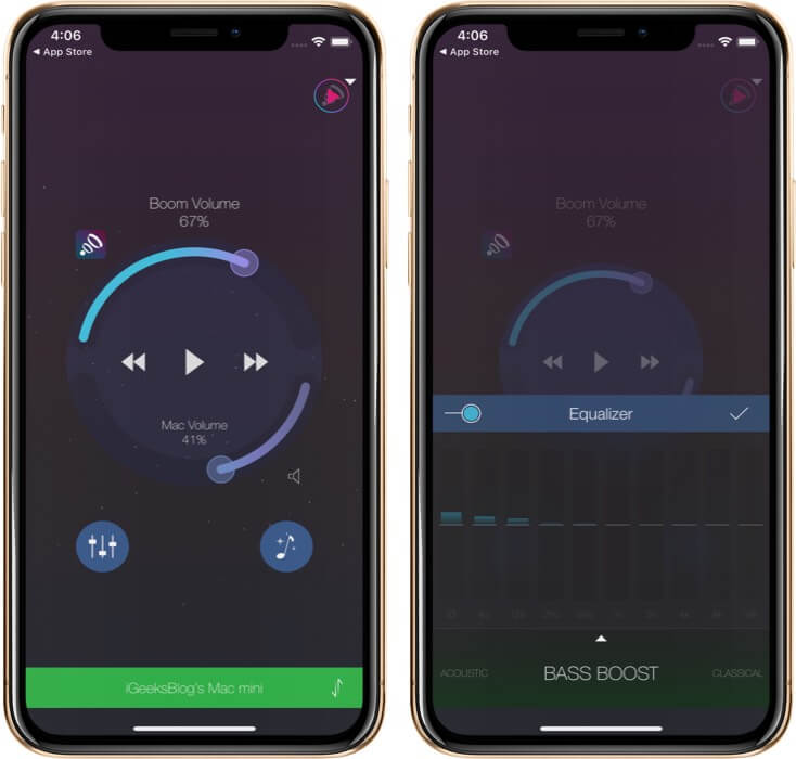 Настройте громкость приложения или Mac с iPhone с помощью приложения Boom Remote