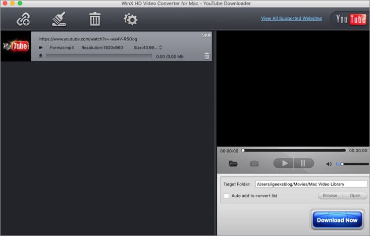 Загрузите онлайн-видео на Mac с помощью WinX HD Video Converter