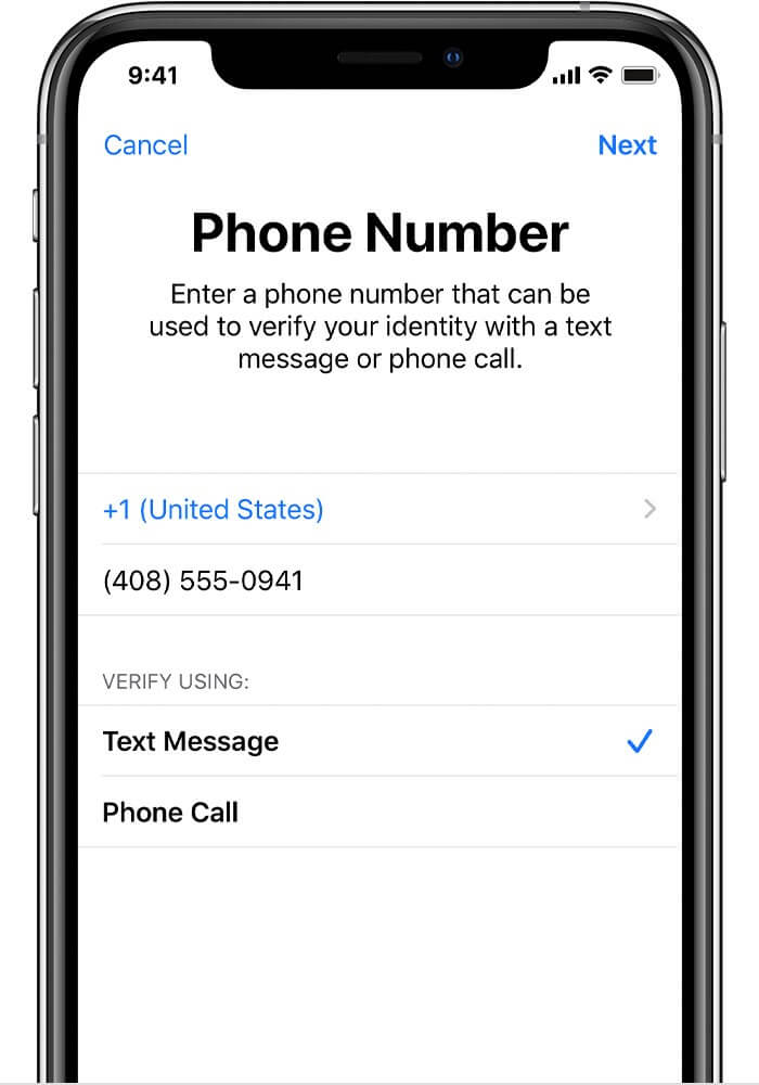 Enter Phone Number and Tap on Next on iPhone