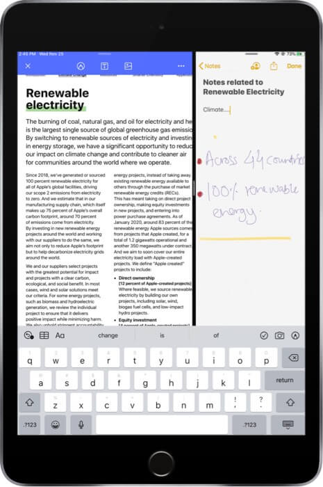 Откройте PDFelement Pro в режиме Split View в другом приложении на iPad