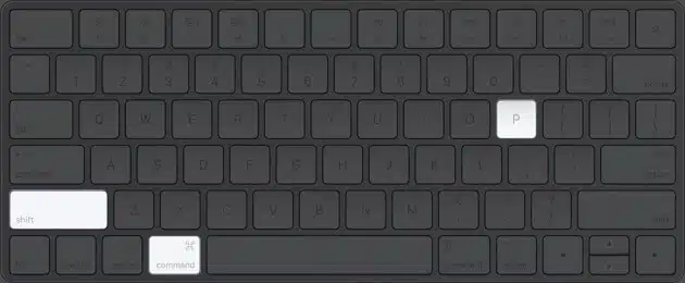 Na klávesnici Mac stiskněte Command Shift P