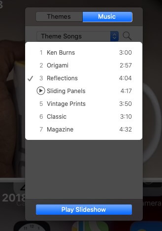 Select Song and Click on Play Slideshow in Photos App on Mac