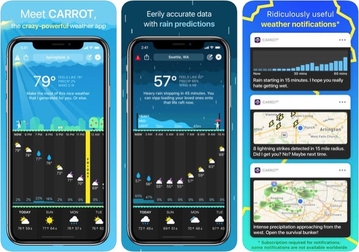 ‎CARROT Funny Weather iPhone and iPad App Screenshot