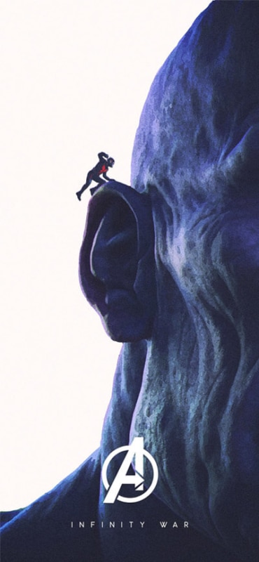 Antman Goes into Ear of Thanos Artwork iPhone Wallpaper