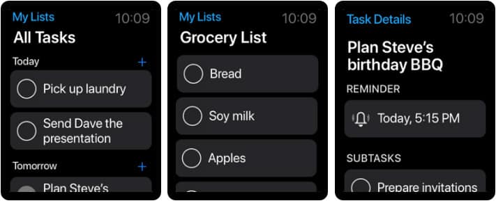 Any do Apple Watch Grocery List App Screenshot