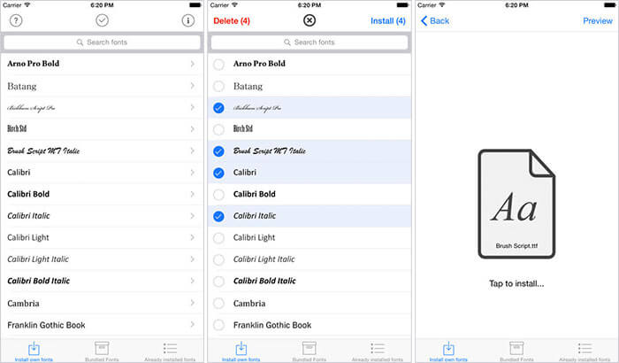 AnyFont iPhone and iPad App Screenshot