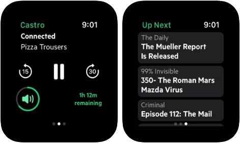Castro Podcast Player Apple Watch App Screenshot