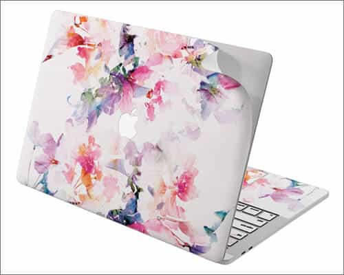 Cavka Paint White Flowers Pink Skin for 16 inch MacBook Pro