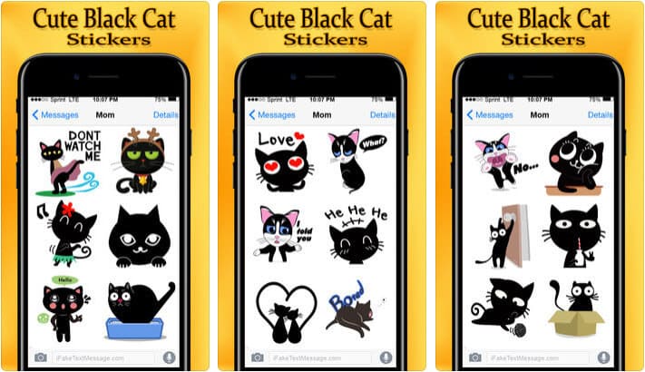 Cute Black Cat Stickers Pack iMessage App Screenshot
