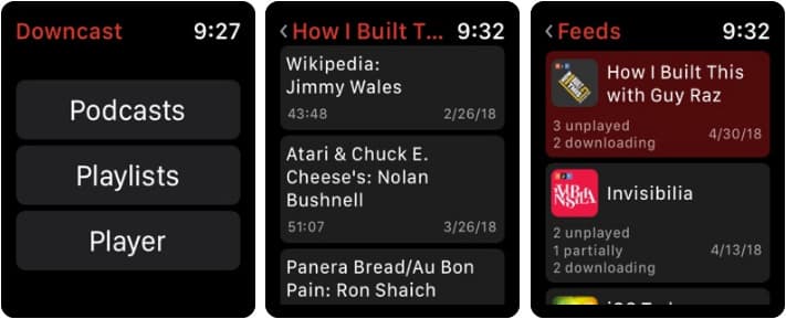 Downcast Apple Watch Podcast App Screenshot