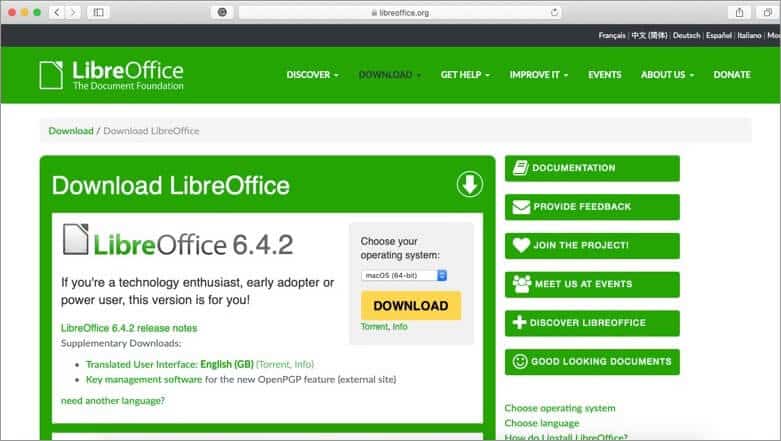 Download LibreOffice for Mac