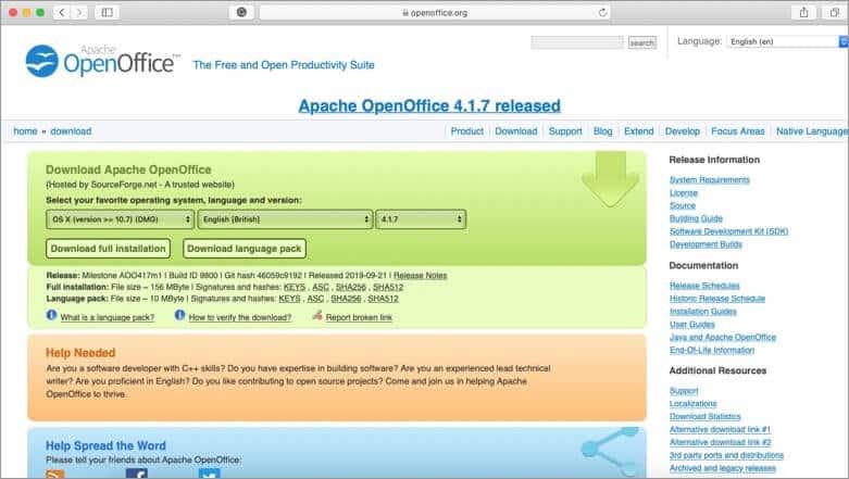 Download Open Office for Mac