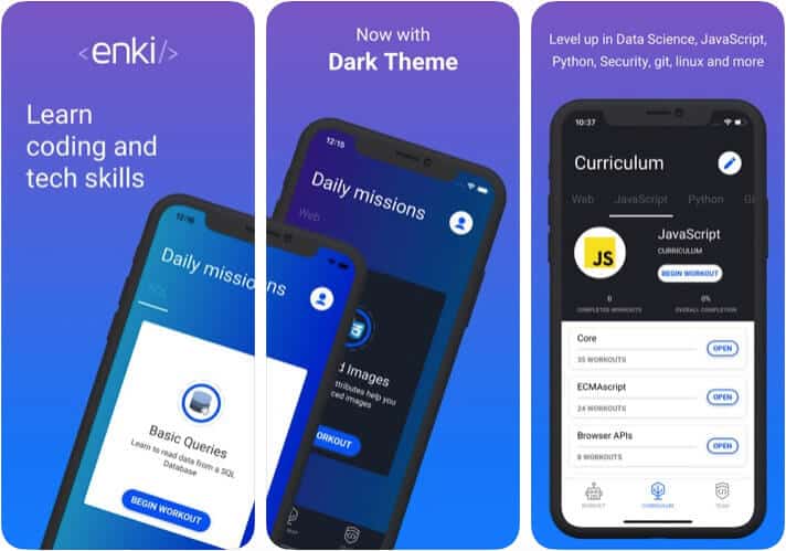 Enki iPhone and iPad Programming Learning App Screenshot
