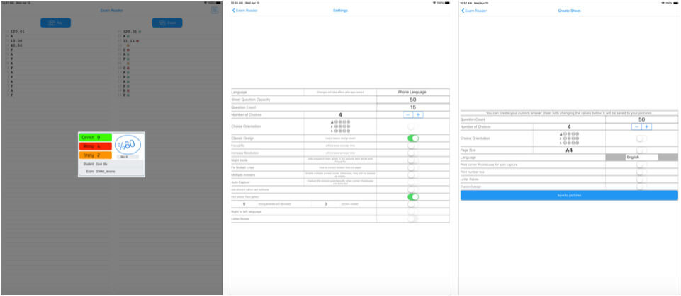 Exam Reader iPhone and iPad Assessments App Screenshot