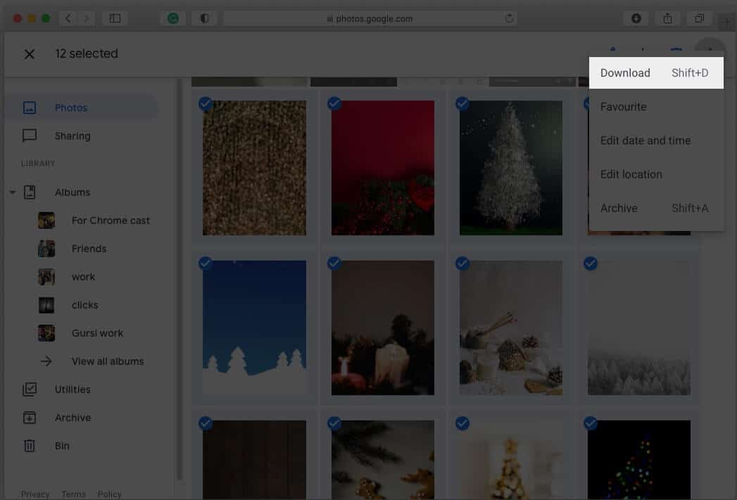 Exportieren Sie die Google Fotos-Bibliothek für Mac über das Internet