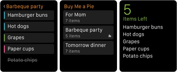 Grocery List with Sync Apple Watch App Screenshot