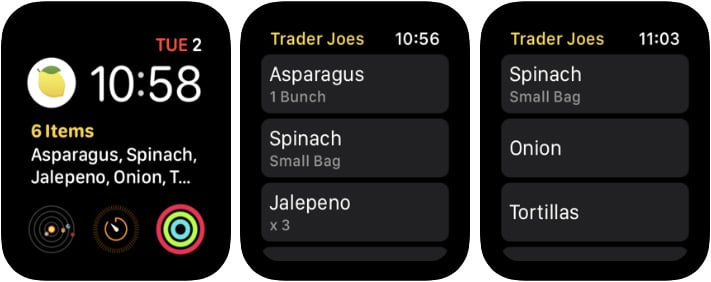 Grocery Smart Shopping List Apple Watch App Screenshot