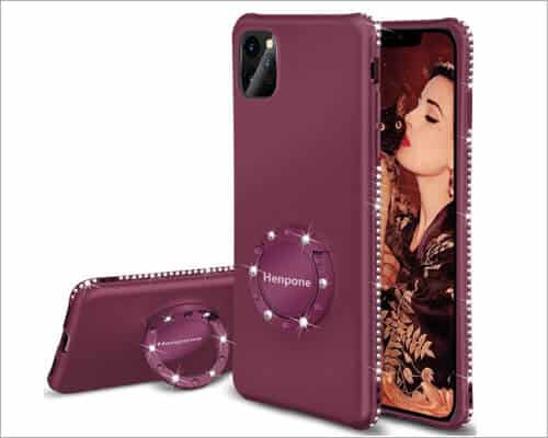 Henpone iPhone 11 Pro Kickstand Ring Holder Case for Women