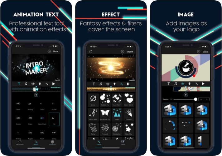 Intro Maker Effects Video Edit iPhone and iPad App Screenshot