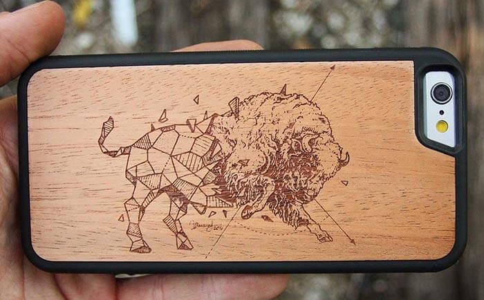 Kerby Rosanes Geometric Bison Wooden Cases by Carved