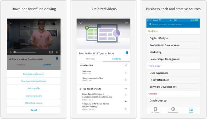 LinkedIn Learning iPhone and iPad Online Course App Screenshot