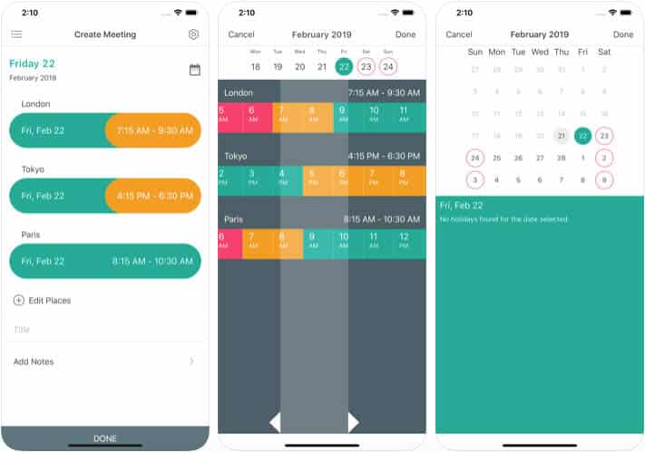 Meeting Planner Time Converter iOS App Screenshot