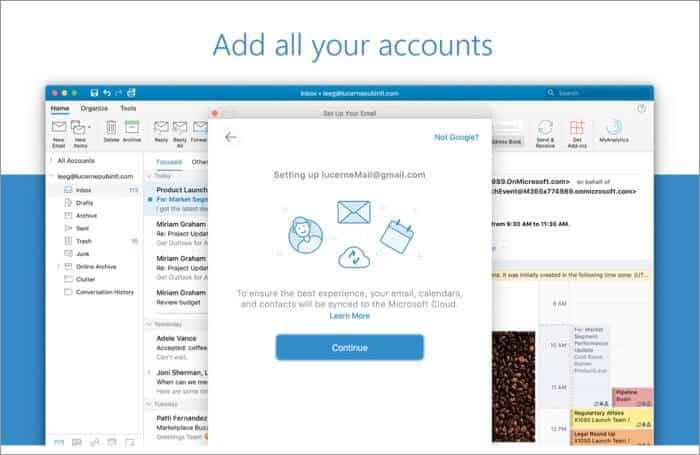 Скриншот приложения Microsoft Outlook Email для Mac
