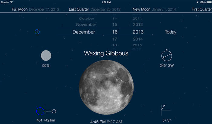 Moon iPhone and iPad Science App Screenshot