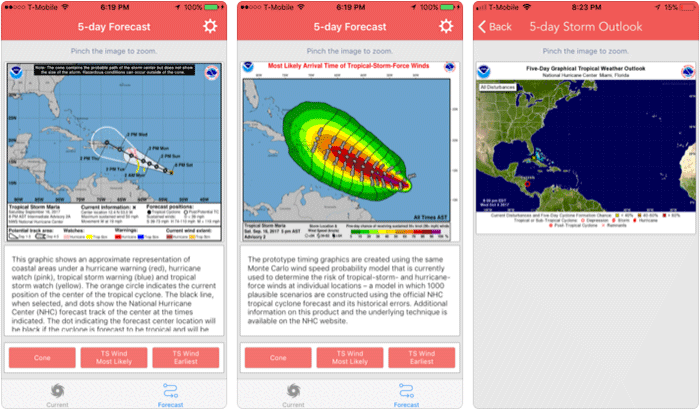 National Hurricane Center Data iPhone and iPad App Screenshot