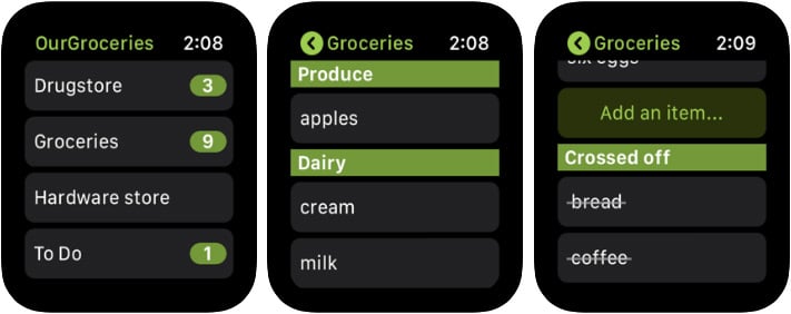 Our Groceries Shopping List Apple Watch App Screenshot