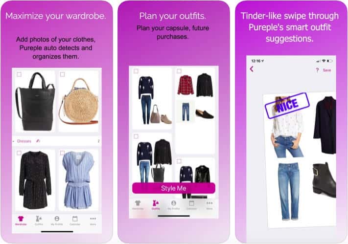 Pureple Outfit Planner Digital Closet iOS App Screenshot