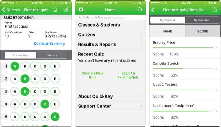 Quick Key Mobile Grading iPhone and iPad Assessments App Screenshot