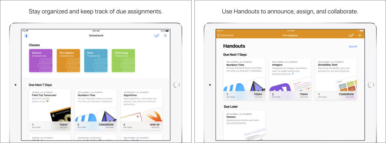 Schoolwork iPhone and iPad Teachers App Screenshot