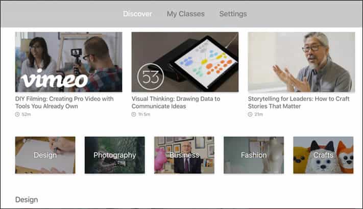 Skillshare Apple TV Learning App Screenshot