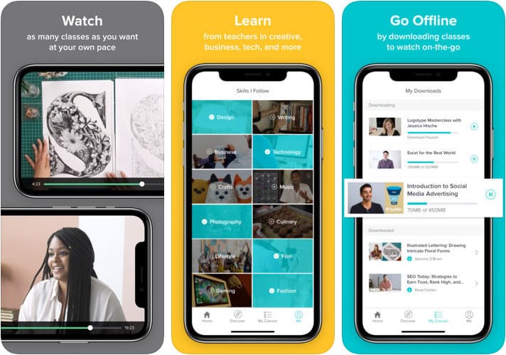 Skillshare Online Learning iPhone and iPad App Screenshot