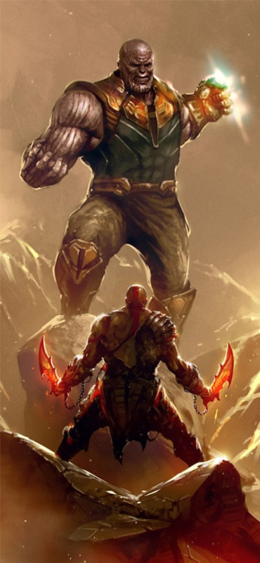 Thanos vs Kratos iPhone Wallpaper