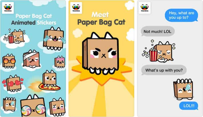 Toca Life Paper Bag Cat iMessage App Screenshot