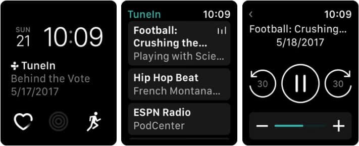 Tunein apple watch podcast app screenshot TuneIn Apple Watch Podcast App Screenshot