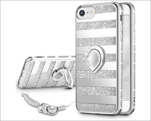 VEGO Bling Rhinestone Kickstand Ring Stand Case for iPhone SE 2020