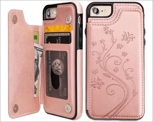 Vaburs Embossed Butterfly PU Leather Case for iPhone SE 2020