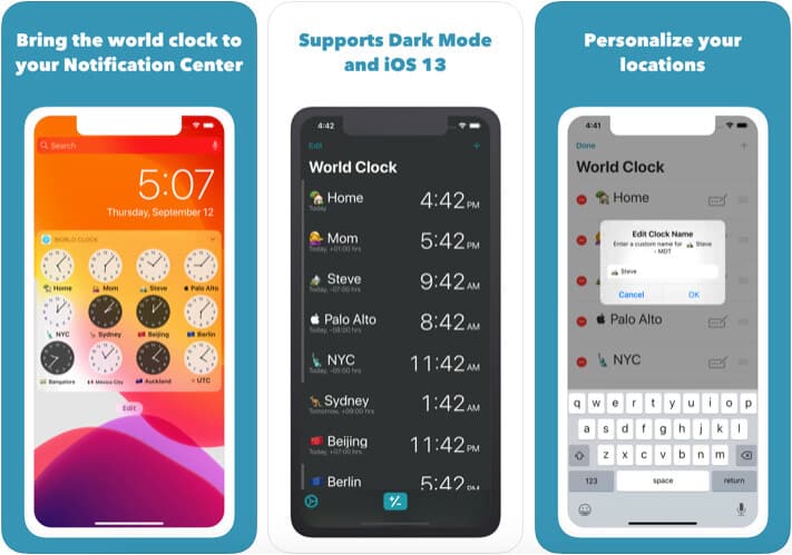 World Clock Time Widget iPhone and iPad App Screenshot