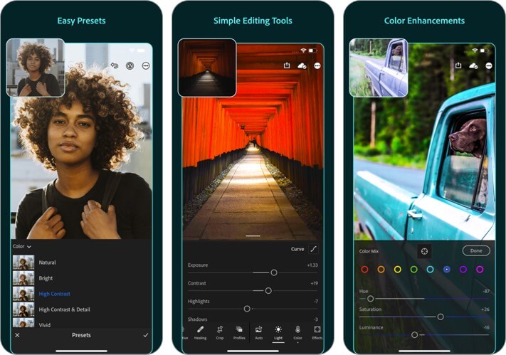 adobe lightroom photo editor iphone and ipad app screenshot